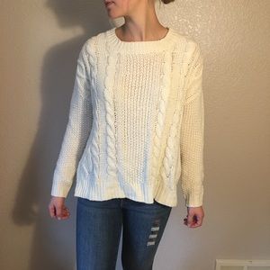 White Cable Knit Sweater